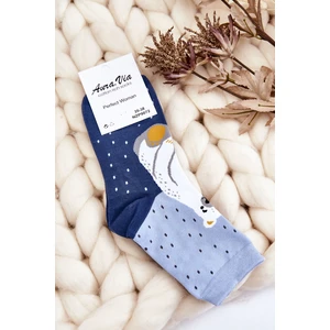 Women Funny Socks Mismatch Polar Bear Navy Blue