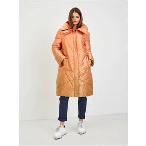 Oranžový dámský prošívaný zimní kabát Guess Ophelie - Dámské