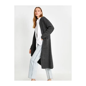 Koton Long Woven Cardigan with Pockets, Long Sleeves