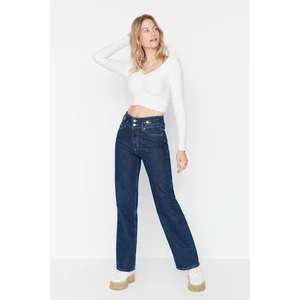 Trendyol Blue Waist Detailed High Waist Wide Leg Jeans