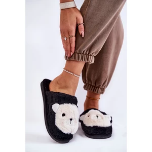Women's fur slippers with Teddy Black Solly