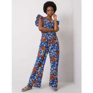 Women's dark blue patterned jumpsuit