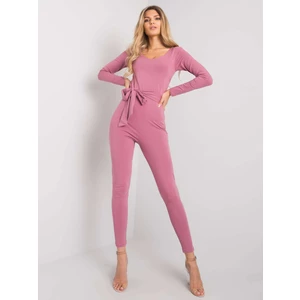 Dusty pink jumpsuit with a tie
