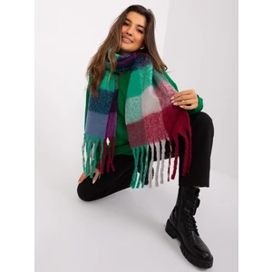 Winter purple and burgundy scarf with fringe