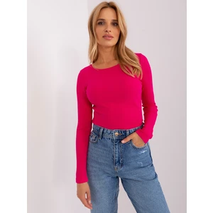 Fuchsia women's basic blouse with long sleeves
