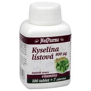 MedPharma Kyselina listová Forte 800 mikrogramov 100 tbl. + 7 tbl. ZADARMO