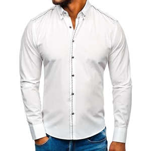 Bílá pánská elegantní košile s dlouhým rukávem Bolf 6920