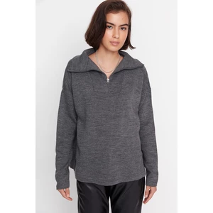 Trendyol Anthracite Oversize Knitwear Sweater