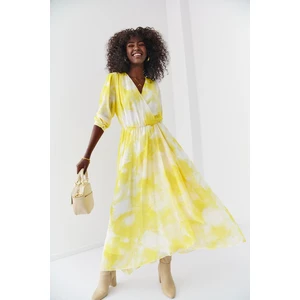 Yellow chiffon maxi dress