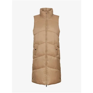 Beige long quilted vest with collar VERO MODA Uppsala - Ladies