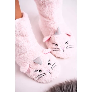Children's sheepskin padded slippers Kitten Light Pink