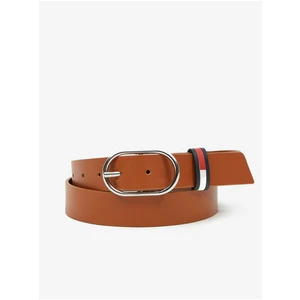 Brown Women's Leather Belt Tommy Jeans Oval 3.0 - Women