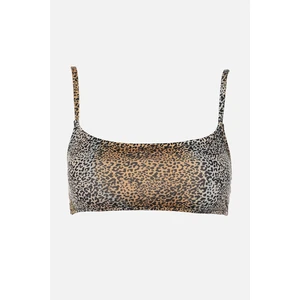 Trendyol Brown Leopard Print Bikini Top