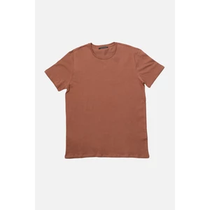 Trendyol Dark Brown Basic Men's Slim Fit 100% Cotton Short Sleeve Crew Neck T-Shirt