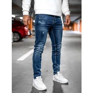 Tmavě modré pánské džíny skinny fit s paskem Bolf R85142W1