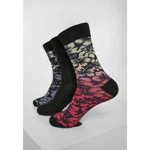 Flower Socks 3-Pack Black/grey/red