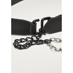 Imitation Leather Belt With Metal Chain Black