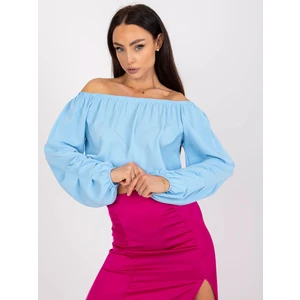 Light blue smooth Spanish blouse with long sleeves from Nineli