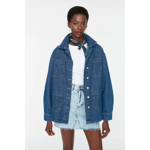 Trendyol Blue Pocket Detailed Oversize Denim Jacket