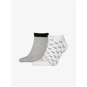 Calvin Klein Sada dvou párů pánských vzorovaných ponožek v šedé a bílé barvě Cal - Pánské