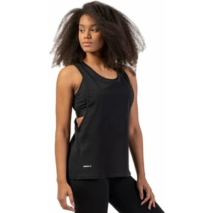 Nebbia Sleeveless Loose Cross Back Tank Top "Feeling Good" Black M