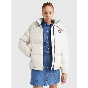 Krémová dámská prošívaná zimní bunda Tommy Jeans Alaska Puffer - Dámské