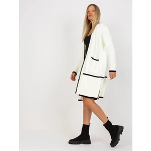 Ecru-black women's cardigan with pockets RUE PARIS