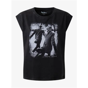 Women's Black T-Shirt Pepe Jeans Rut - Women