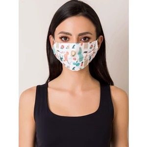 White, reusable cotton mask with print