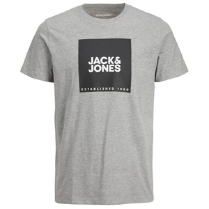 Jack&Jones Pánske tričko JJLOCK Regular Fit 12213248 Light Grey Melange BIG L