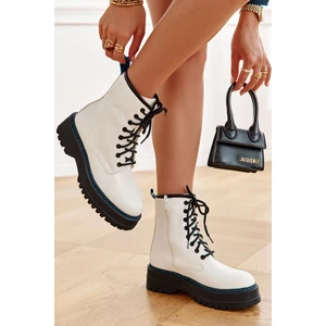 Women's Lace-up Boots Glany White Callie