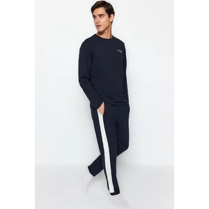 Trendyol Men's Navy Blue Embroidery Detailed Knitted Pajamas Set