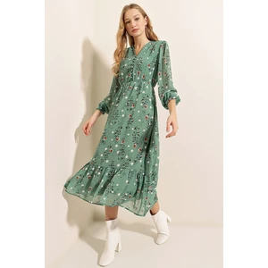 Bigdart 2137 Cagla Patterned Chiffon Dress