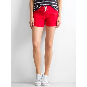 Red shorts with drawstrings