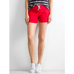 Red shorts with drawstrings