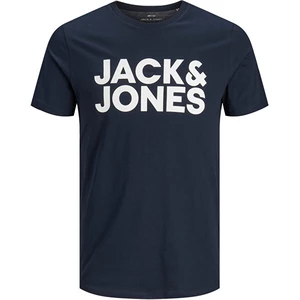 Dark blue slim fit t-shirt printed by Jack & Jones Corp