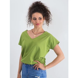 Cotton V-neck t-shirt, light green