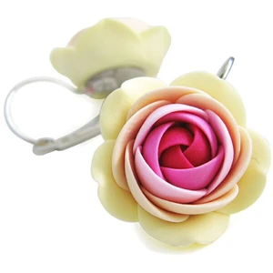 Troli Růžovo-vanilkové visací náušnice ve tvaru kytiček Summer Flower