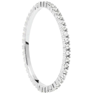 PDPAOLA Minimalistický prsten ze stříbra s třpytivými zirkony White Essential Silver AN02-347 52 mm