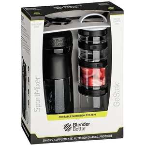 Blender Bottle Sport Mixer® GoStak dárková sada pro sportovce Black