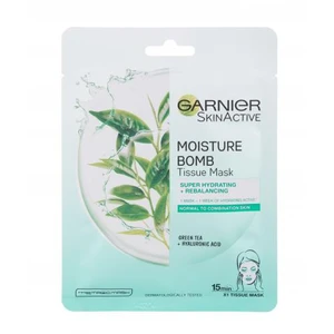 Garnier SkinActive Moisture Bomb Green Tea 1 ks pleťová maska W na normálnu pleť; na všetky typy pleti; na dehydratovanu pleť; na rozjasnenie pleti