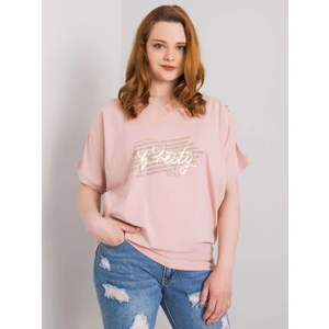 Dusty pink plus size blouse with cutouts on the sleeves