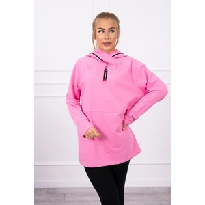 Tunic with a zipper on the hood Oversize light pink