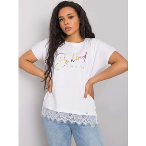 Larger white cotton blouse with lace