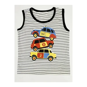 Denokids Taxi Boys Stripe Sleeveless T-shirt