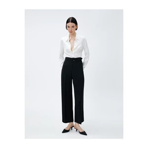 Koton Wide Leg Fabric Trousers With Belt Detail.