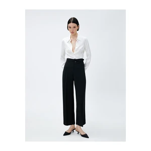 Koton Wide Leg Fabric Trousers With Belt Detail.