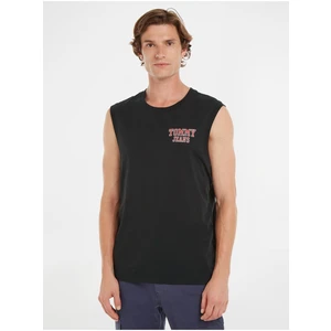 Black Mens Tank Top Tommy Jeans Basketball Tank - Men