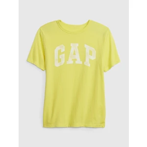Detské bavlnené tričko GAP žltá farba, s potlačou