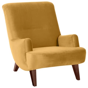 Żółty fotel z brązowymi nogami Max Winzer Brandford Suede